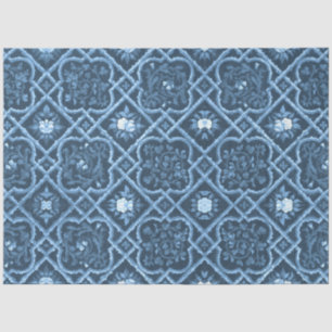 Vintages Französisch Chinoiserie Blaue Flora Entde Seidenpapier