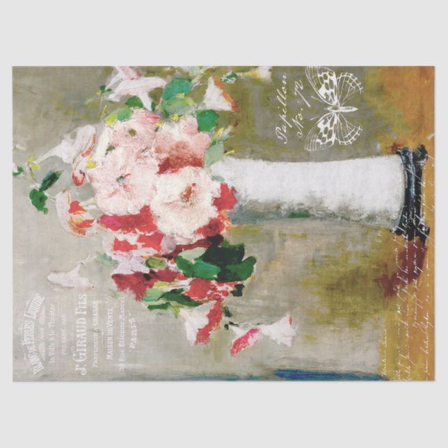 Vintages Französisch Ephemera und Floral Seidenpapier (Vorderseite)