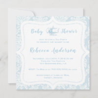 Vintages Französisch Light Blue Damask Baby Duscht
