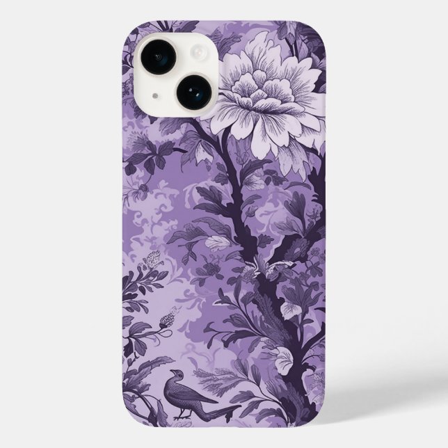 Vintages Französisch Lila Toile Fleurie Case-Mate iPhone Hülle (Rückseite)