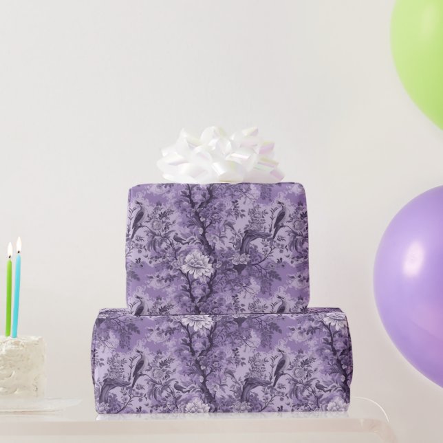 Vintages Französisch Lila Toile Fleurie Geschenkpapier (Partygeschenke)