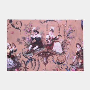 Vintages Französisch Rosa Toile Viktorianische Sti Fußmatte