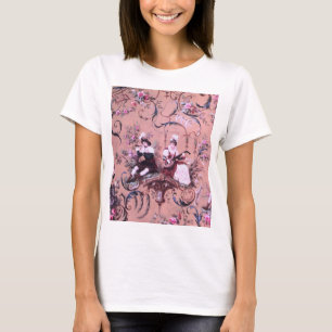 Vintages Französisch Rosa Toile Viktorianische Sti T-Shirt