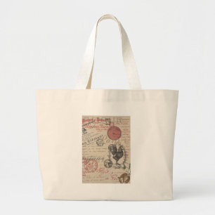Vintages Französisch Schreiben Paris Rooster-Typog Jumbo Stoffbeutel