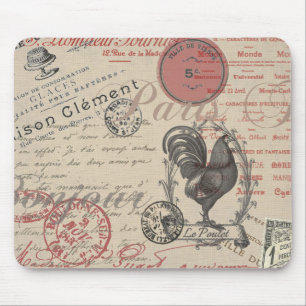 Vintages Französisch Schreiben Paris Rooster-Typog Mousepad