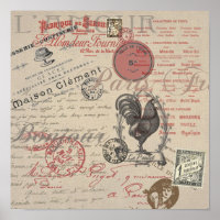 Vintages Französisch Schreiben Paris Rooster-Typog