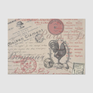 Vintages Französisch Schreiben Paris Rooster-Typog Seidenpapier