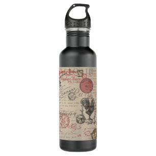 Vintages Französisch Schreiben Paris Rooster-Typog Trinkflasche