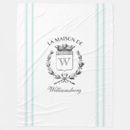 Vintages französisches Aqua-Ticking-Familienwappen Fleecedecke