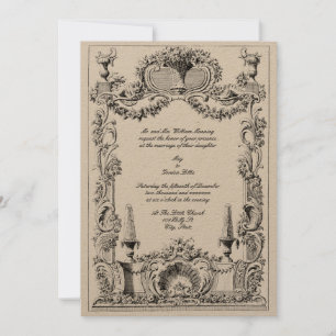 Vintages französisches Barock Rokoko Blumenstrauß Einladung