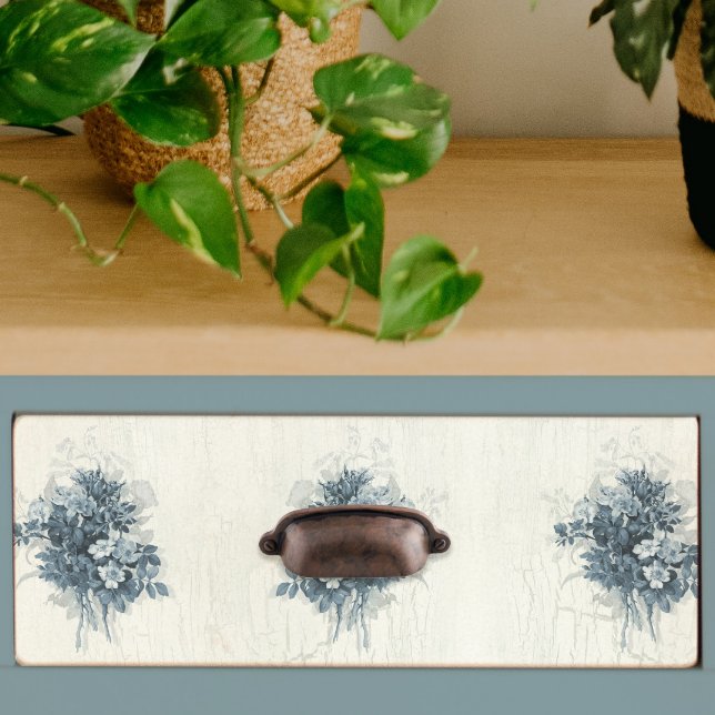 Vintages französisches Blumenblau und weißes Dekou Seidenpapier (Von Creator hochgeladen)