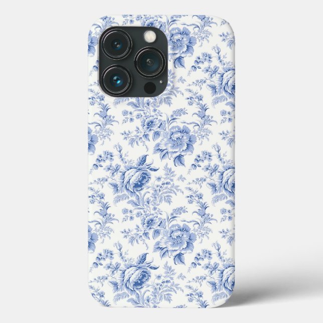 Vintages Französisches Blumentoilblau Case-Mate iPhone Hülle (Rückseite)