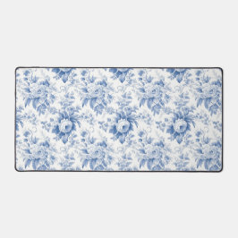 Vintages Französisches Blumentoilblau Schreibtischunterlage