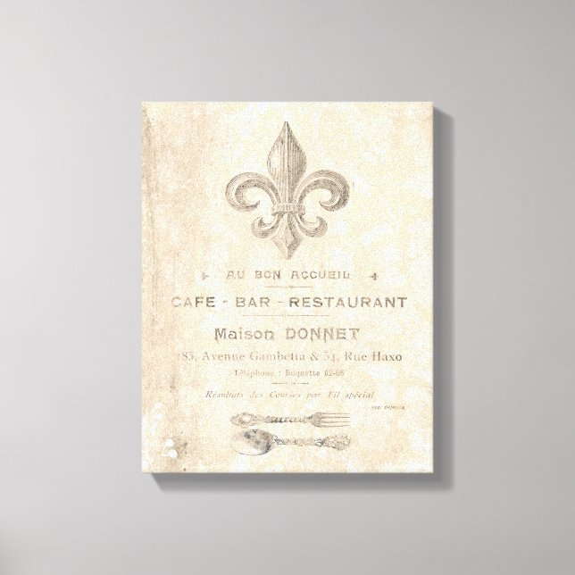 Vintages französisches CAFE-Zeichen gedehnte Leinw Leinwanddruck (Vorderseite)