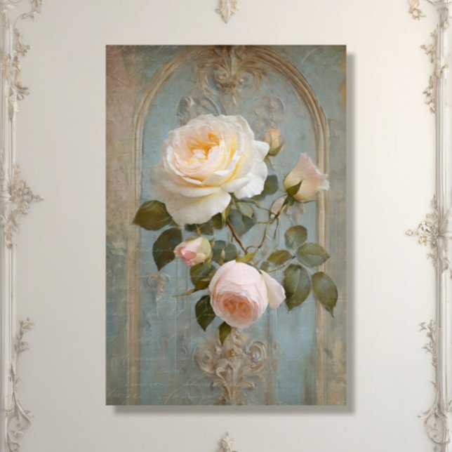 Vintages französisches Chateau Blue Pink Blumendek Seidenpapier (Von Creator hochgeladen)