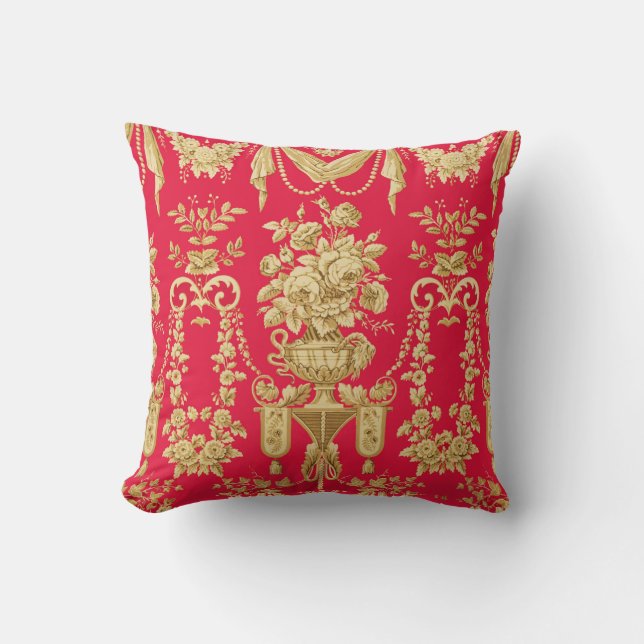 VINTAGES FRANZÖSISCHES FLORALPATTER, BLUME-VASEN,  KISSEN (Vorderseite)