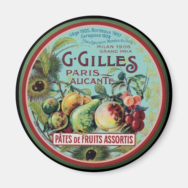 Vintages französisches Fruchtlabel Magnet (Vorne)