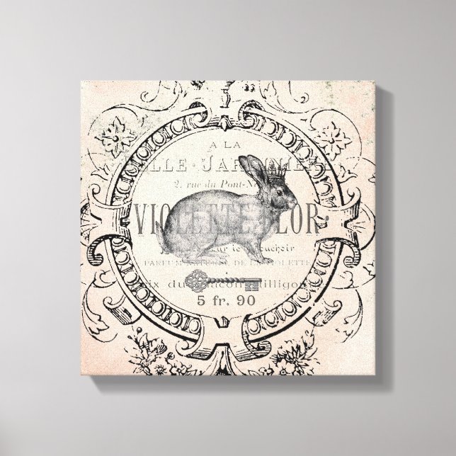 Vintages Französisches Frühlingshasen gedehnte Lei Leinwanddruck (Vorderseite)