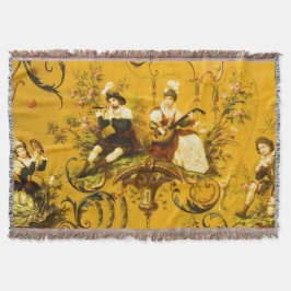 Vintages Französisches Gelbtuch Viktorianisch Decke