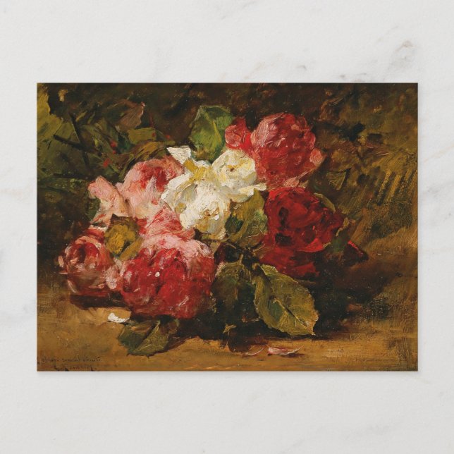 Vintages Französisches Georges Jeannin Rose III Postkarte (Vorderseite)