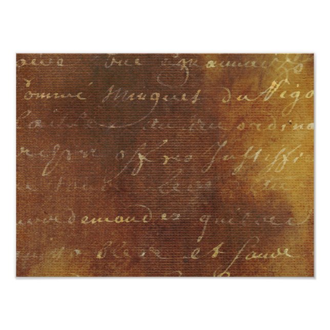 Vintages französisches Grunge Script Pergament Pap Fotodruck (Vorne)