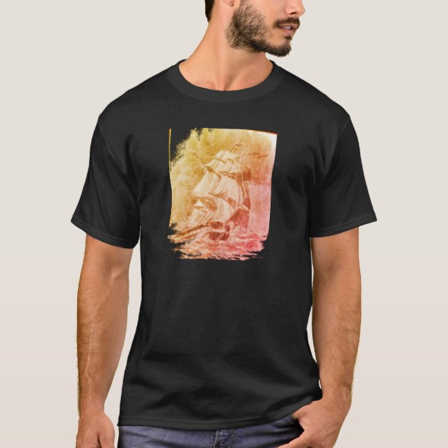 Vintages französisches Inspiriertes Nautical-Tshir T-Shirt (Vorderseite)
