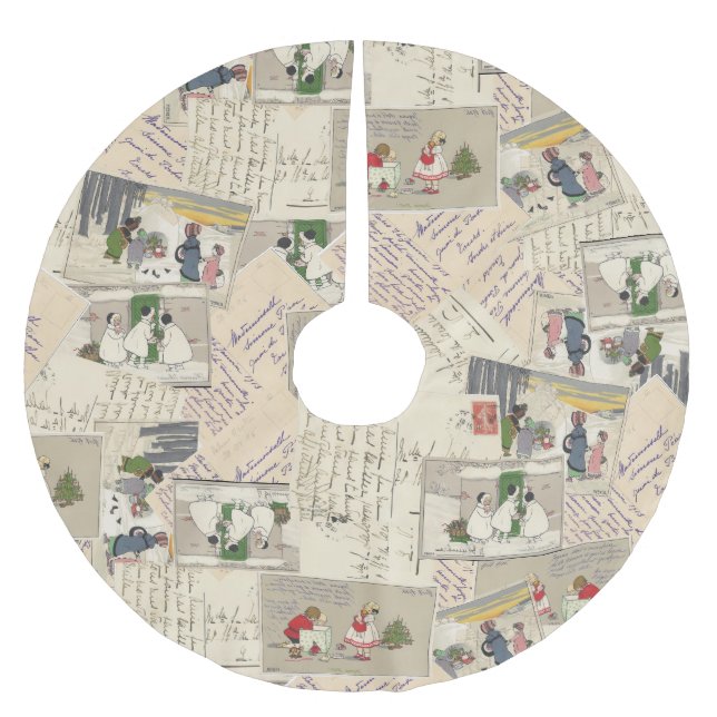 Vintages französisches Kindersockerkleid Polyester Weihnachtsbaumdecke (Vorderseite)