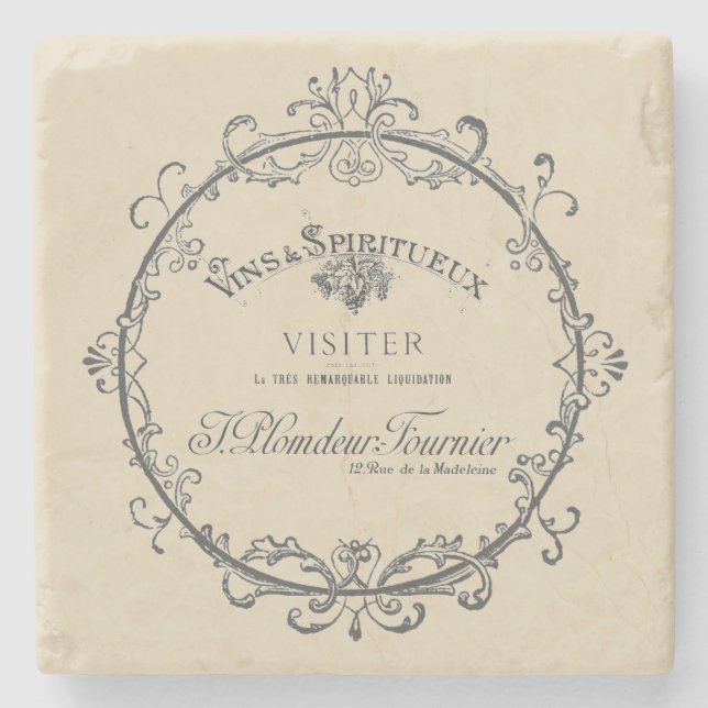 Vintages französisches Label Steinuntersetzer (Vorderseite)