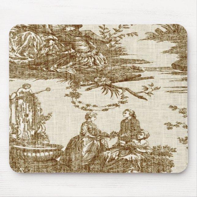 Vintages französisches Land Toile Brown Mousepad (Vorne)