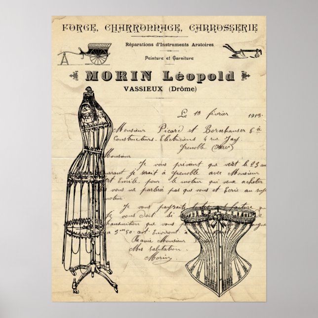 Vintages französisches Modeposter Poster (Vorne)