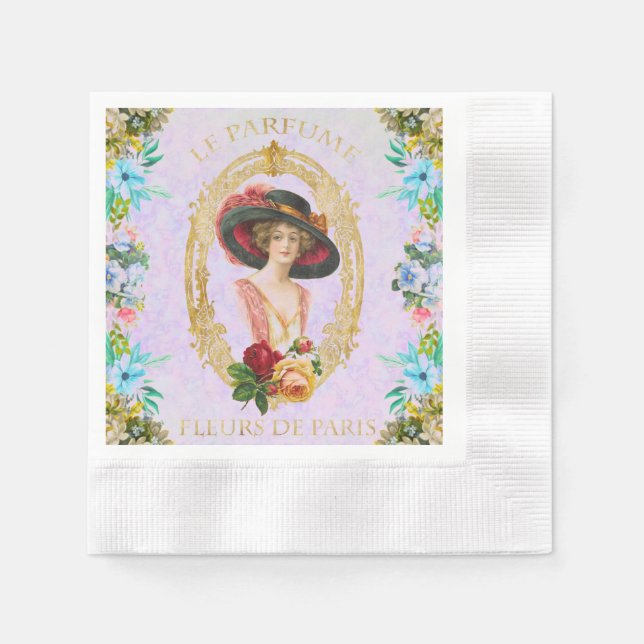 Vintages französisches Papier Napkin Serviette (Vorderseite)