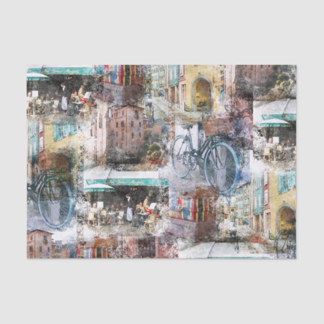 Vintages französisches Papiertaschentuch Seidenpapier (Vorderseite)