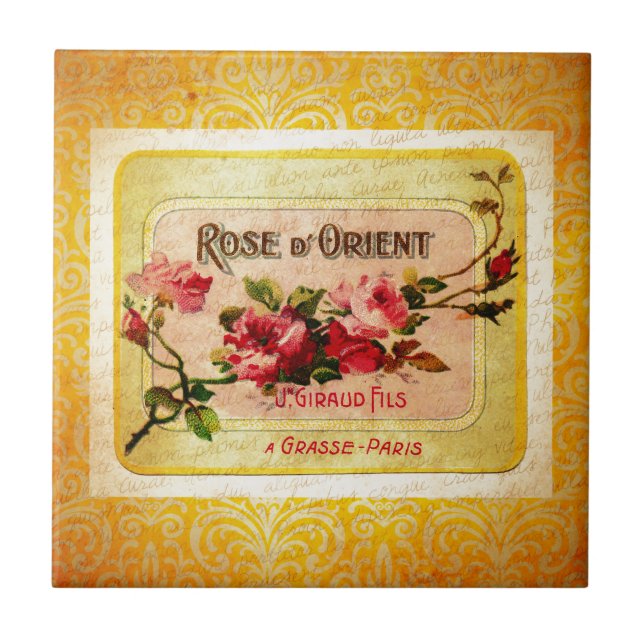 Vintages Französisches Parfüm-Label Fliese (Vorderseite)