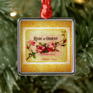 Vintages Französisches Parfüm-Label Ornament Aus Metall