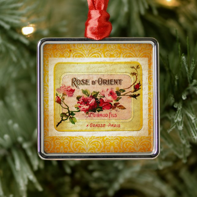 Vintages Französisches Parfüm-Label Ornament Aus Metall (Baum)