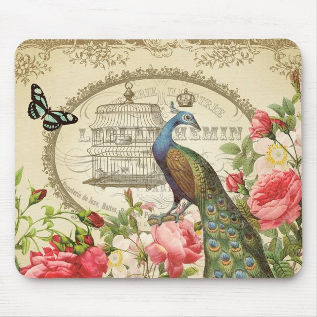 Vintages französisches Pfau mousepad (Vorne)