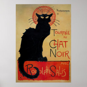 Vintages französisches Plakat, die schwarze Katze Poster