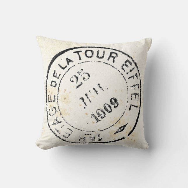 Vintages französisches Postkartenkissen (Eiffeltur Kissen (Vorderseite)