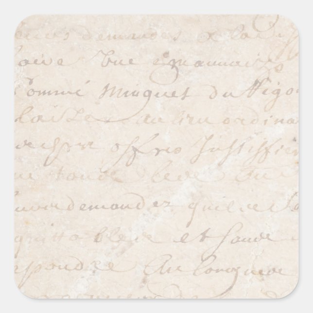 Vintages französisches Retro-Skriptpapier aus dem  Quadratischer Aufkleber (Vorderseite)