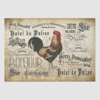 Vintages französisches Rooster de Paris Decoupage Seidenpapier