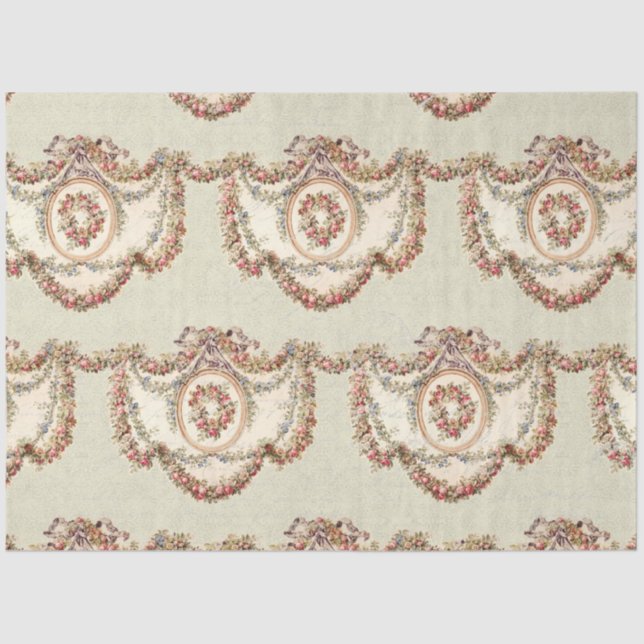 Vintages französisches Rosa-Rose-Blumengarten Deko Seidenpapier (Vorderseite)