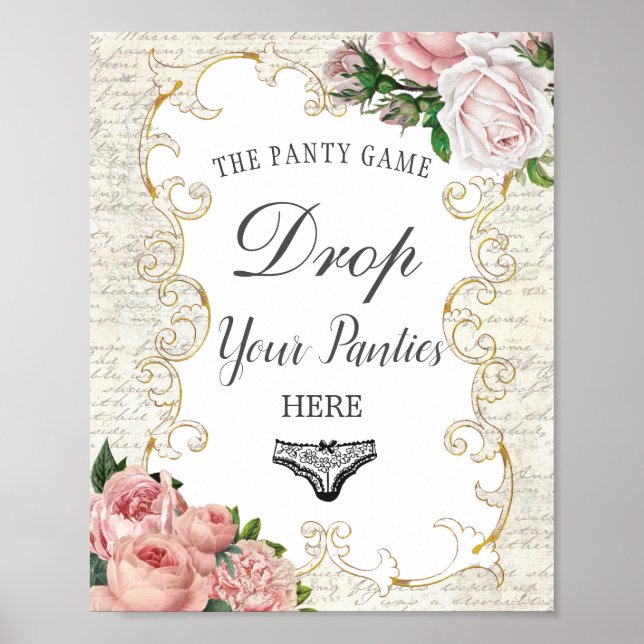 Vintages französisches Rosenstück Drop Panty Dusch Poster (Vorne)