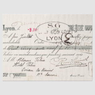 Vintages französisches Script-Lyon-Rechnung Decoup Seidenpapier