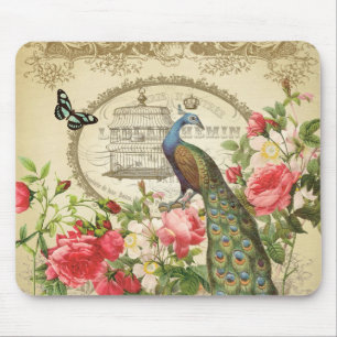 Vintages französisches Shabby Chic Peacock Mousepad