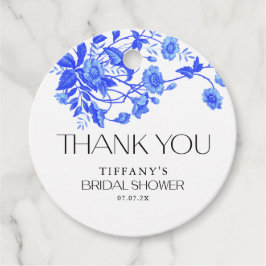 Vintages französisches Toile Blue Floral Brautpart Geschenkanhänger