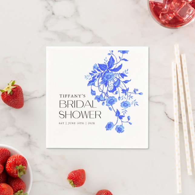 Vintages französisches Toile Blue Floral Brautpart Serviette (Beispiel)