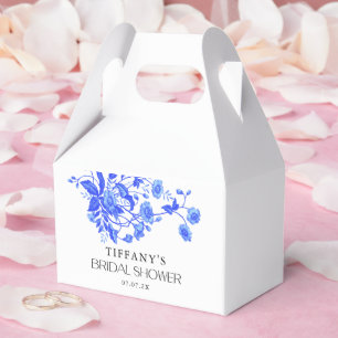 Vintages französisches Toile Floral Blue Brautpart Geschenkschachtel