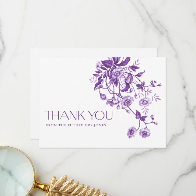 Vintages französisches Toile Lila Brautparty Dankeskarte (Vorderseite/Rückseite Beispiel)