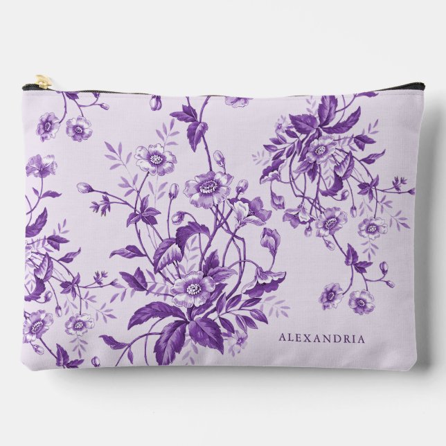 Vintages französisches Toile Lila Brautparty Zubehörtasche (Vorderseite)