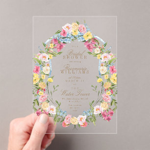 Vintages französisches Wappen Brautparty Acryleinladungen